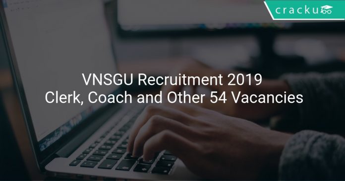 VNSGU Recruitment 2019 Clerk, Coach and Other 54 Vacancies