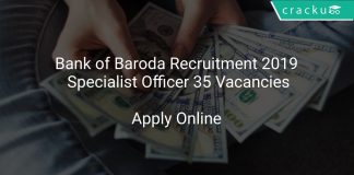 Bank of Baroda Recruitment 2019 Specialist Officer 35 Vacancies