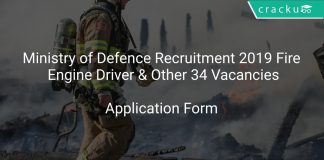 Ministry of Defence Recruitment 2019 Fire Engine Driver & Other 34 Vacancies