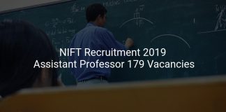 NIFT Recruitment 2019 Assistant Professor 179 Vacancies