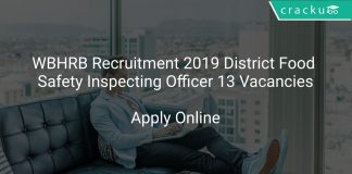 WBHRB Recruitment 2019 District Food Safety Inspecting Officer 13 Vacancies