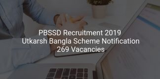 PBSSD Recruitment 2019 Utkarsh Bangla Scheme Notification 269 Vacancies