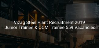 Vizag Steel Plant Recruitment 2019 Junior Trainee & OCM Trainee 559 Vacancies