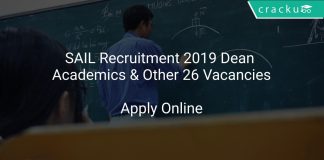 SAIL Recruitment 2019 Dean Academics & Other 26 Vacancies