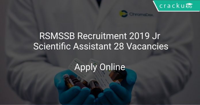 RSMSSB Recruitment 2019 Jr Scientific Assistant 28 Vacancies