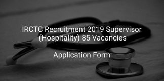 IRCTC Recruitment 2019 Supervisor (Hospitality) 85 Vacancies