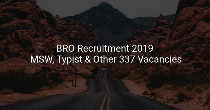 BRO Recruitment 2019 Multi Skilled Worker, Typist & Other 337 Vacancies