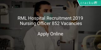 RML Hospital Recruitment 2019 Nursing Officer 852 Vacancies