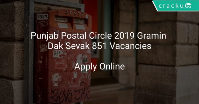 Punjab Postal Circle 2019 Gramin Dak Sevak 851 Vacancies