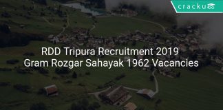 RDD Tripura Recruitment 2019 Gram Rozgar Sahayak 1962 Vacancies