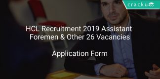 HCL Recruitment 2019 Assistant Foremen & Other 26 Vacancies