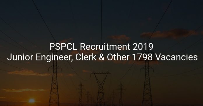 PSPCL Recruitment 2019 Junior Engineer, Clerk & Other 1798 Vacancies