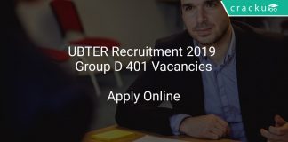 UBTER Recruitment 2019 Group D 401 Vacancies