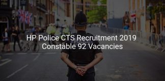 HP Police CTS Recruitment 2019 Constable 92 Vacancies