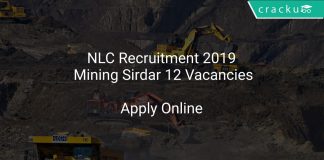 NLC Recruitment 2019 Mining Sirdar 12 Vacancies