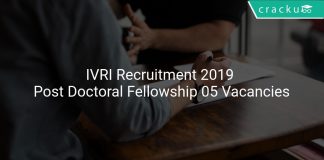 IVRI Recruitment 2019 Post Doctoral Fellowship 05 Vacancies