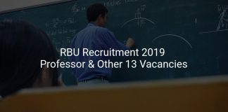 RBU Recruitment 2019 Professor & Other 13 Vacancies