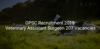 OPSC Recruitment 2019 Veterinary Assistant Surgeon 207 Vacancies