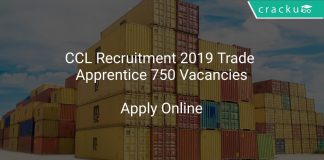 CCL Recruitment 2019 Trade Apprentice 750 Vacancies