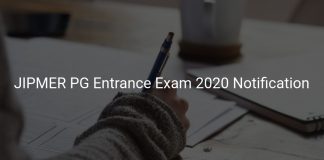 JIPMER PG Entrance Exam 2020 Notification