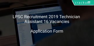 LPSC Recruitment 2019 Technician Assistant 16 Vacancies