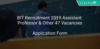BIT Recruitment 2019 Assistant Professor & Other 47 Vacancies