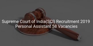 Supreme Court of India(SCI) Recruitment 2019