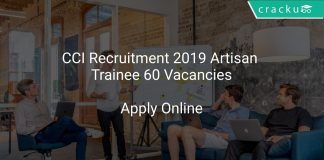CCI Recruitment 2019 Artisan Trainee 60 Vacancies