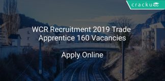 WCR Recruitment 2019 Trade Apprentice 160 Vacancies