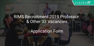 RIMS Recruitment 2019 Professor & Other 33 Vacancies