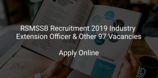 RSMSSB Recruitment 2019 Industry Extension Officer & Other 97 Vacancies