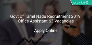 Govt of Tamil Nadu Recruitment 2019 Office Assistant 63 Vacancies