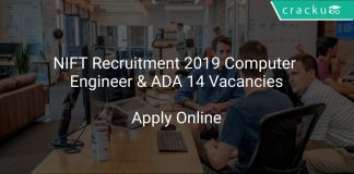 NIFT Recruitment 2019 Computer Engineer & ADA 14 Vacancies