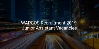 WAPCOS Recruitment 2019 Junior Assistant Vacancies