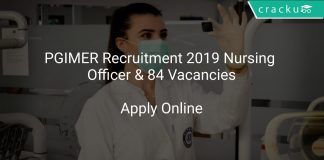 PGIMER Recruitment 2019 Nursing Officer & 84 Vacancies