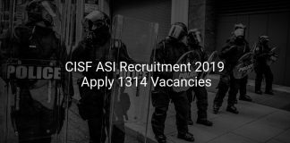 CISF ASI Recruitment 2019 Apply 1314 Vacancies