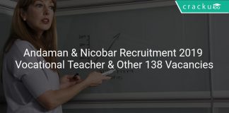 Andaman & Nicobar Administration Recruitment 2019 Vocational Teacher & Other 138 Vacancies