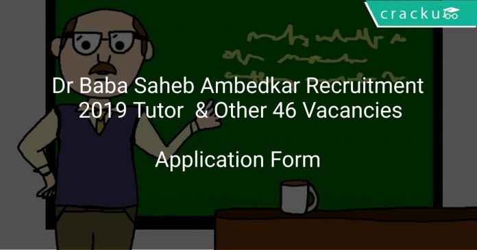Dr Baba Saheb Ambedkar Recruitment 2019 Tutor & Other 46 Vacancies