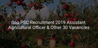 Goa PSC Recruitment 2019 Assistant Agricultural Officer & Other 30 Vacancies