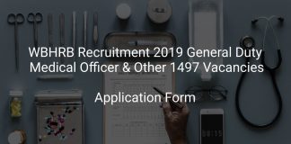 WBHRB Recruitment 2019 General Duty Medical Officer & Other 1497 Vacancies