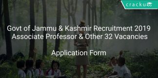 Govt of Jammu & Kashmir Recruitment 2019 Associate Professor & Other 32 Vacancies