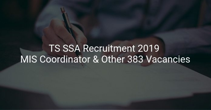 TS SSA Recruitment 2019 MIS Coordinator & Other 383 Vacancies