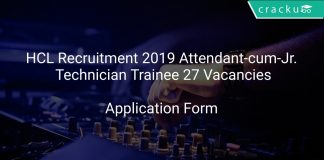 HCL Recruitment 2019 Attendant-cum-Jr. Technician Trainee 27 Vacancies