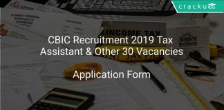 CBIC Recruitment 2019 Tax Assistant & Other 30 Vacancies