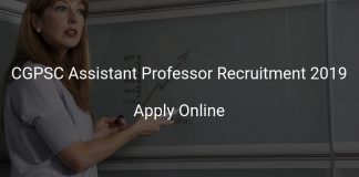 CGPSC Assistant Professor Recruitment 2019