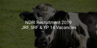 NDRI Recruitment 2019 JRF, SRF & YP 14 Vacancies