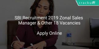 SBI Recruitment 2019 Zonal Sales Manager & Other 18 Vacancies