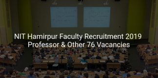 NIT Hamirpur Faculty Recruitment 2019