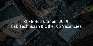 KIIFB Recruitment 2019 Lab Technician & Other 06 Vacancies