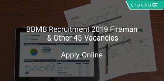 BBMB Recruitment 2019 Fireman & Other 45 Vacancies